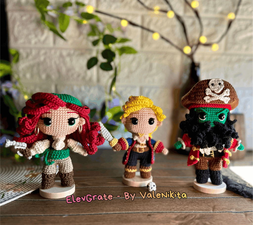 monkey island guybrush threepwood elaine marley lechuck amigurumi crochet doll copia