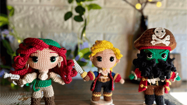 monkey island guybrush threepwood elaine marley lechuck amigurumi crochet doll copia