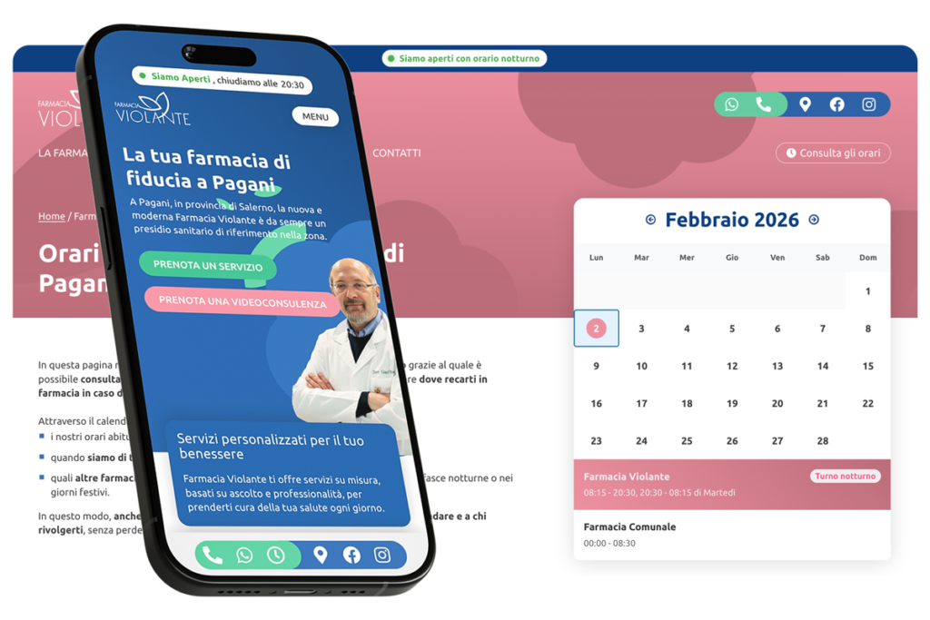 sito web per farmacia violante sviluppo e commerce calendario turni