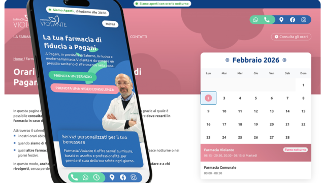 sito web per farmacia violante sviluppo e commerce calendario turni